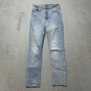 Gap Denim Womens Light Wash High Rise Button Fly Cigarette Jeans 0/25 Raw Hem